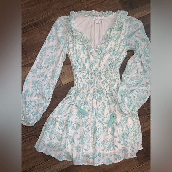 House of Harlow revolve Ajay Blue casual Long Sleeve  Dress $160 boho fall - Picture 4 of 6